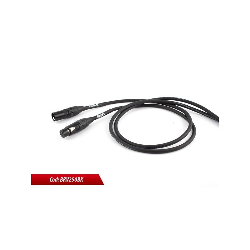 PROEL STAGE BRV250LU6BK Brave Series kabel mikrofonowy XLRm-XLRf 3pin 6m
